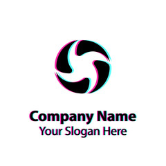 Abstract logo design with glitch effect on white background, Abstract graphic icon, logo design template, symbol for company