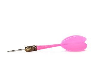 Pink throwing dart isolated on white background