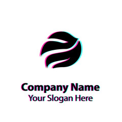 Abstract logo design with glitch effect on white background, Abstract graphic icon, logo design template, symbol for company