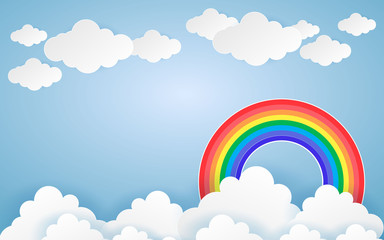 Color Full Cloud Paper Style art vector illustration