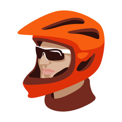 bicyclist in helm vector illustration flat style profile