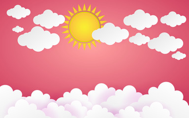 Color Full Cloud Paper Style art vector illustration