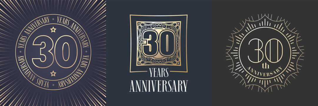 30 years anniversary vector icon, logo set