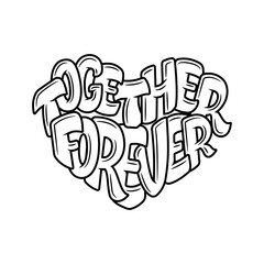 Fototapeta premium Coloring book for Adult. Design for wedding invitations and Valentine's Day, lettering in heart. Quote about love