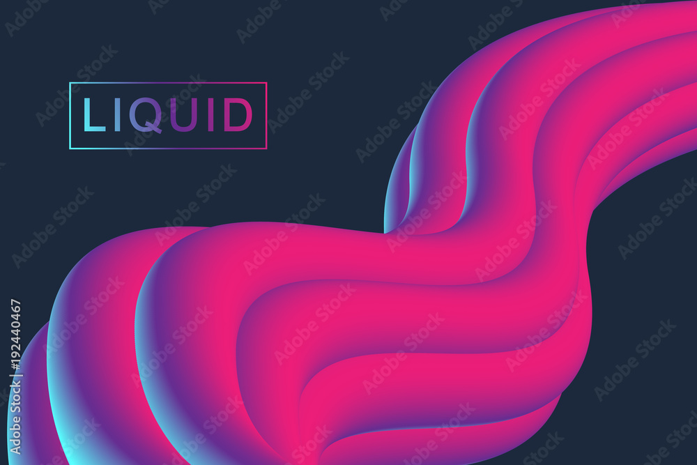 Poster abstract fluid 3d shapes vector trendy liquid colors backgrounds set. colored fluid graphic composit