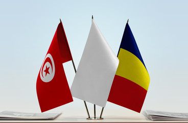 Flags of Tunisia and Chad with a white flag in the middle