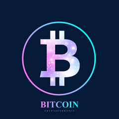 Bitcoin. Physical bit coin. Bitcoin digital currency coin damage world finance system. Cryptocurrency. Virtual money. Vector illustration.