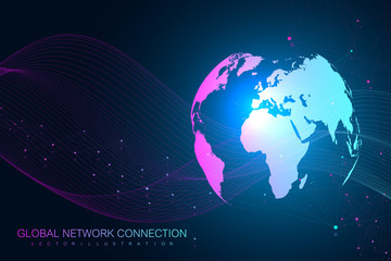 Geometric graphic background molecule and communication. Big data complex with compounds. Perspective backdrop. Minimal array. Digital data visualization. Scientific cybernetic vector illustration.