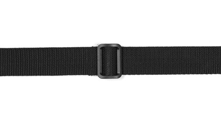 Black nylon fastening belt, strap isolated on white background - obrazy, fototapety, plakaty