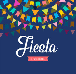 Fiesta banner and poster design with flags, decorations