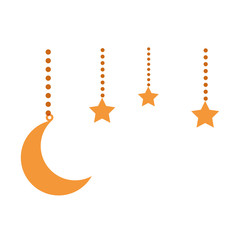 moon and stars hanging decoration vector illustration design