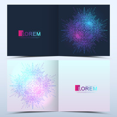 Modern vector template for square brochure leaflet flyer cover catalog poster advert. Business, science and technology design book layout. Presentation with mandala. Card surface.