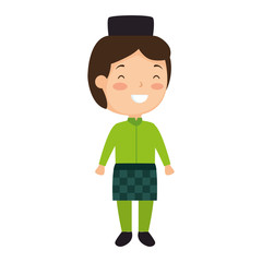 muslim boy with hat avatar character vector illustration design