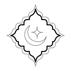 rhombus frame with moon and star decorative icon vector illustration design