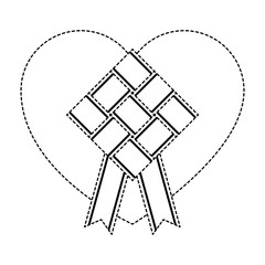 hanging rhombus frame with ribbon and heart vector illustration design