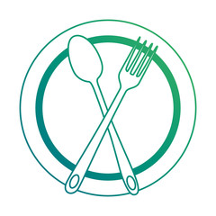 dish with fork and spoon cutlery isolated icon vector illustration design