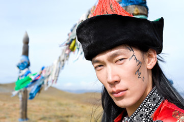 man in Mongolian costume