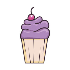 delicious cupcake sticker icon vector illustration design