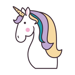 cute unicorn fantasy sticker vector illustration design