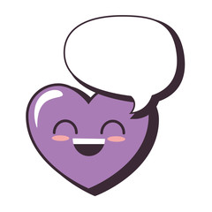 heart love with speech bubble kawaii character vector illustration design