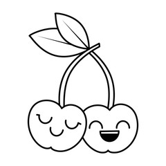 cute cherries kawaii character vector illustration design