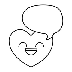 heart love with speech bubble kawaii character vector illustration design