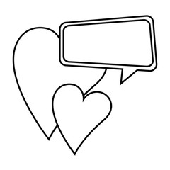 hearts love sticker art with speech bubble vector illustration design