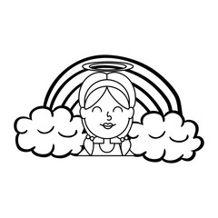little girl angel with rainbow vector illustration design