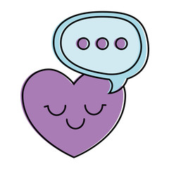 heart love with speech bubble kawaii character vector illustration design