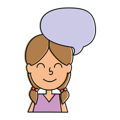 cute little girl with speech bubble character vector illustration design