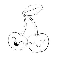cute cherries kawaii character vector illustration design