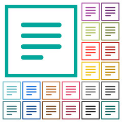 Text align justify last row left flat color icons with quadrant frames
