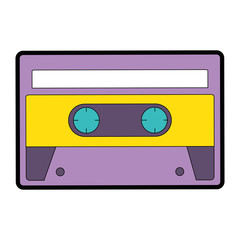 retro cassette sticker icon vector illustration design