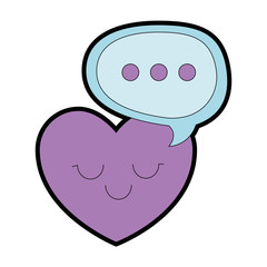 heart love with speech bubble kawaii character vector illustration design