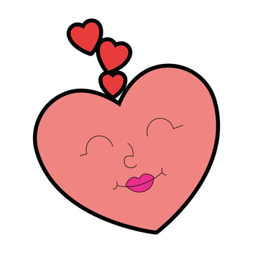 heart love kawaii character vector illustration design