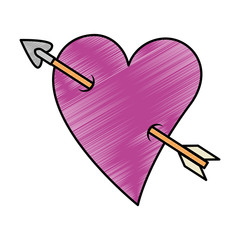 heart love sticker art with arrow vector illustration design