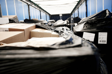 Boxes and stock goods in a engieering warehouse