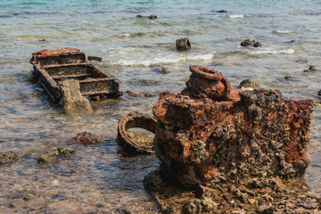Fototapeta premium Million Dollar Point, military equipment in the see, a popular diving spot. Luganville-Espiritu Santo island-Vanuatu