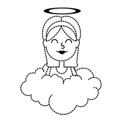 little girl angel with halo over cloud vector illustration design