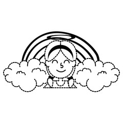 little girl angel with rainbow vector illustration design