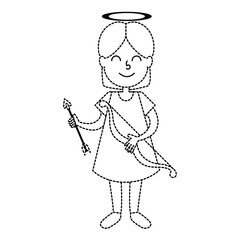 little girl angel with arch vector illustration design