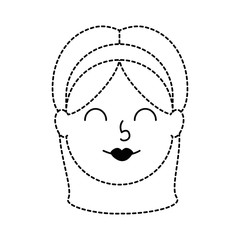 cute little girl head character vector illustration design