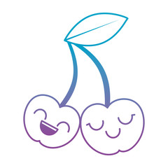 cute cherries kawaii character vector illustration design