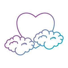 heart love sticker art with clouds vector illustration design