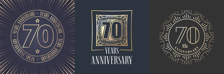 70 years anniversary vector icon, logo set