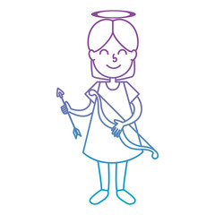 little girl angel with arch vector illustration design