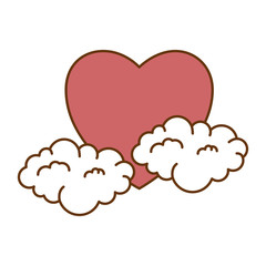 Obraz premium heart love sticker art with clouds vector illustration design