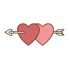 heart love sticker art with arrow vector illustration design
