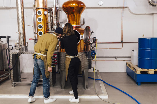 Workers at gin distillery in Sweden