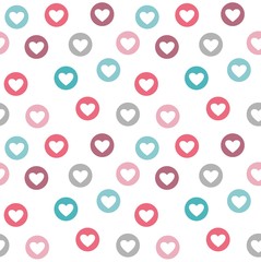 Seamless pattern with pastel colored heart motif. Endless tiling for wallpaper, web page, wrapping paper